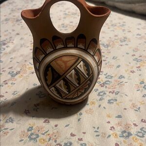 Handcrafted Native American Ceramic Vase with Tribal Design